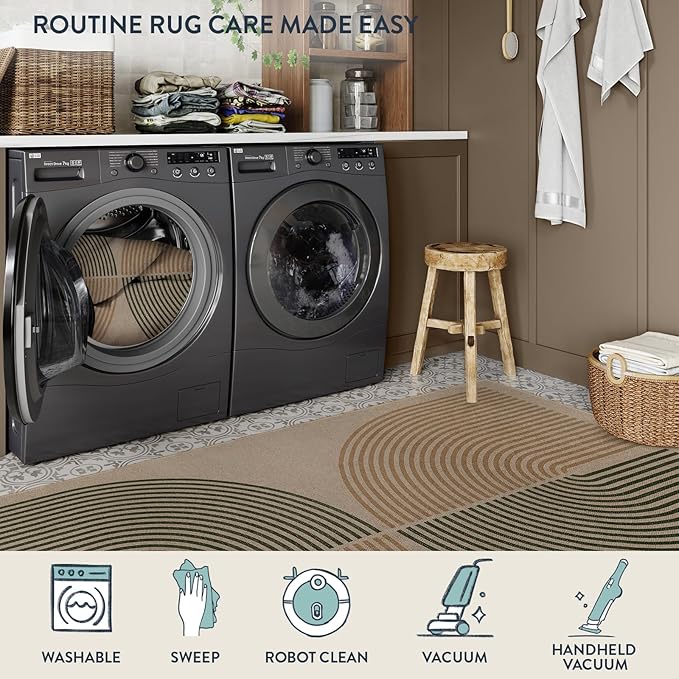 Lahome Modern Rainbow Easy Jute Rug, Washable 5x7 Area Rugs - Image 5