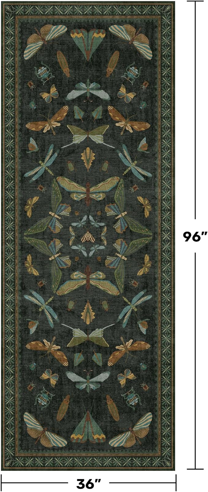 3x8 Dark Green Long Hallway Runner Rug - 8ft Washable Non Skid Wide Runner Rugs - Image 2