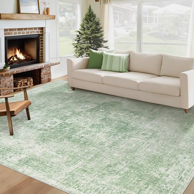Area Rug 6x9 Washable Rug, Vintage Boho Medallion Rugs Non-Slip Soft Low Pile by VECARF