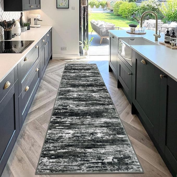 KOZYFLY Modern Abstract Washable Rug Runner 2.6x10 Hallway Rug Runner Non-Slip - Image 3