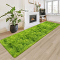 Tie-Dyed Runner Rug for Bedroom Green 2x8ft Fluffy Area Rug Bedside Runner Rug by JiaoBaba