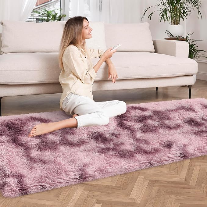 Tie-Dyed Blush 2x6 Machine Washable Runner Rugs - Image 2