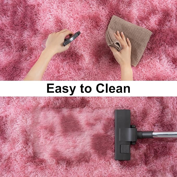 Soft Runner Rugs for Bedroom Hallways, 2x6 Tie-Dyed Blush Pink Fluffy Shag - Image 8