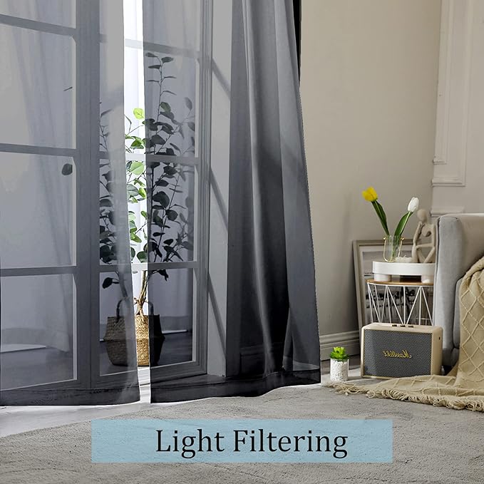 Black Sheer Curtains, Bedroom - Image 2