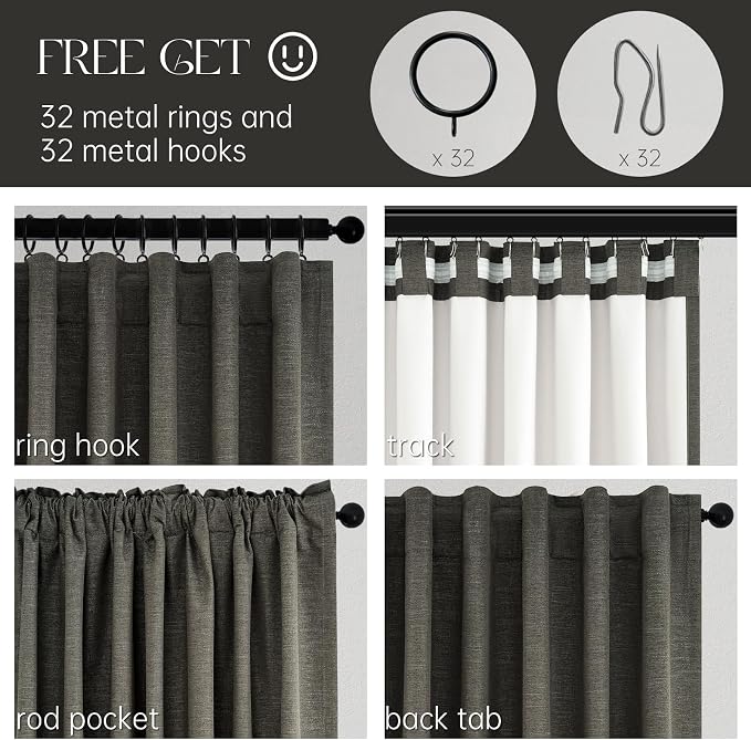 Topfinel 105 Inch Long Linen Blackout Curtains - Image 4