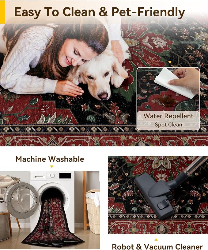 RELEANY Washable Area Rug, Runner 2'x6', Water Repellent, Pet Friendly - Image 6