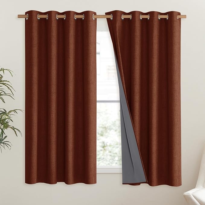 NICETOWN 100% Absolutely Blackout Linen Curtains - Image 2