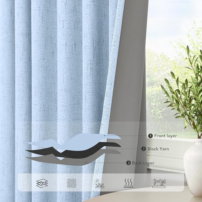 Light Blue Black Out Curtains 96 Inches Long - Image 5
