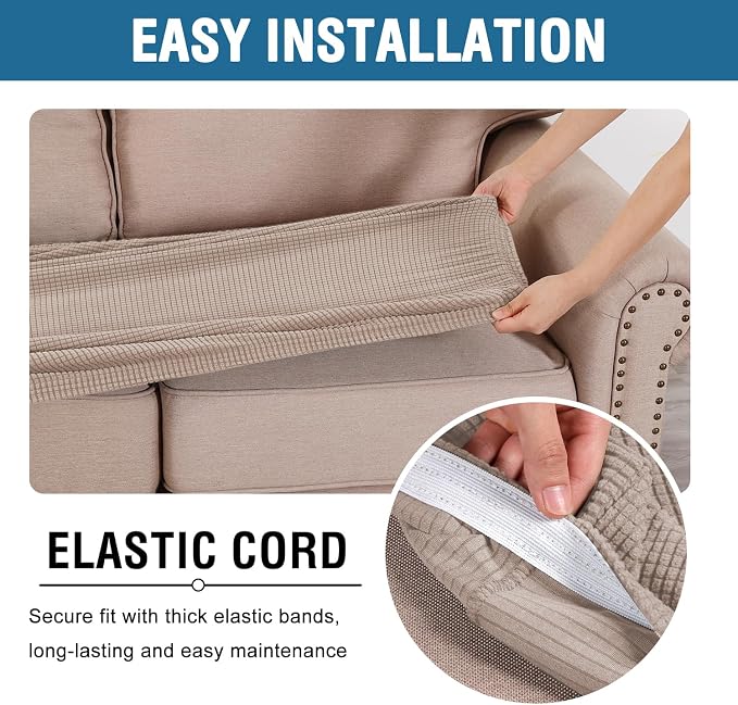 H.VERSAILTEX Super Stretch Individual Seat Cushion Covers Sofa Covers Couch - Image 5