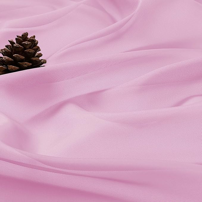 OWENIE Extra Long Pink Sheer Curtains 96 Inches Long 2 Panels Set, Soft - Image 6