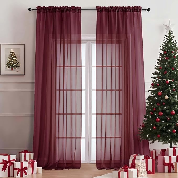 OVZME Burgundy Bedroom Curtains 96 Length by OVZME