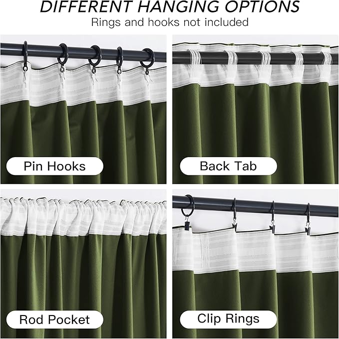RYB HOME Olive Green Velvet Curtains - Image 4