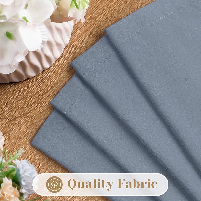 HOMEIDEAS Non-See-Through Stone Blue Privacy Sheer Curtains, 52 X 45 Inches - Image 4