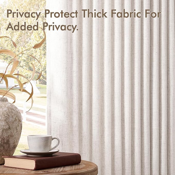 MIULEE Extra Wide 60 Inch Width Pinch Pleated Thick Linen Curtains 96 Inches - Image 7