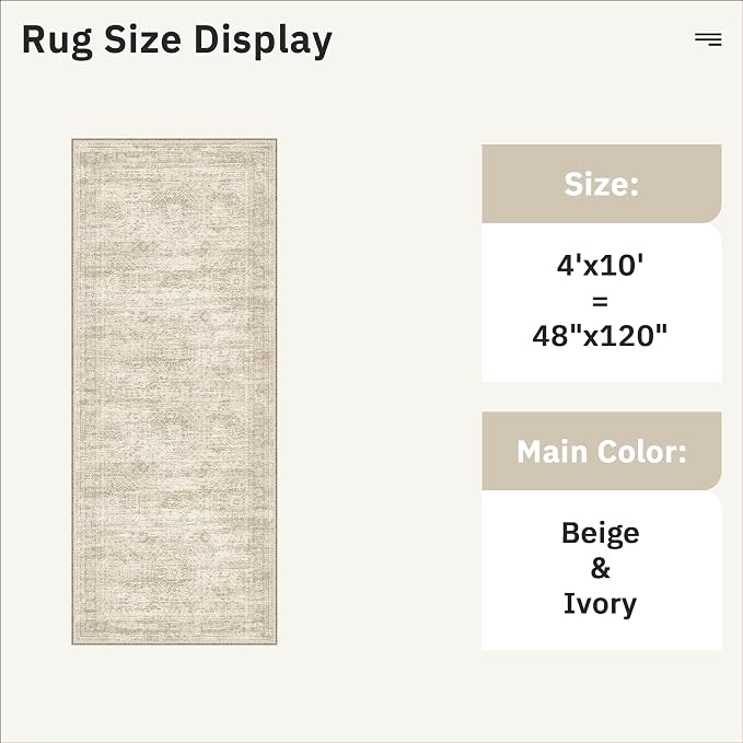 4x10 Wide Hallway Runner Rug: Washable Soft Rug Runners - Image 5