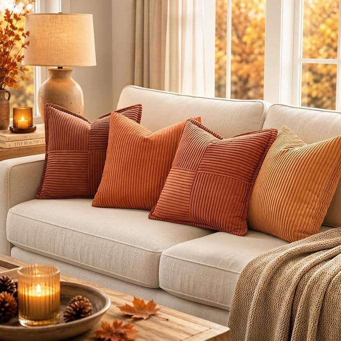 MIULEE Fall Burnt Orange Decorative Lumbar Throw Pillow Covers - Image 3