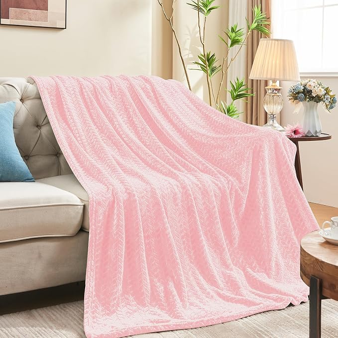 inhand Pink Fleece Twin Blanket, Super Soft Flannel Cozy Blankets by inhand