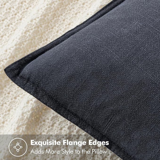 MIULEE Decorative Linen Pillow Covers 20x20 Inch Dark Gray ​Boho Farmhouse​ - Image 2