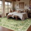Area Rugs 10'x12' Washable Non-Slip, Floral Vintage Distress Print Pattern by RELEANY