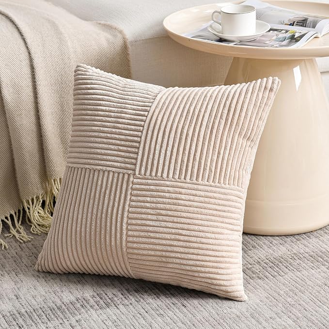Fancy Homi 2 Packs Tan Big Decorative Throw Pillow Covers 24x24 Inch - Image 2