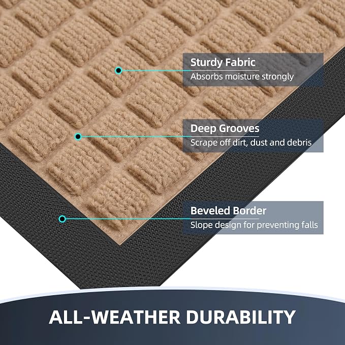 Front Door Mat Outside Entrance, Heavy Duty Waterproof Doormat | 73"x46" - Image 3