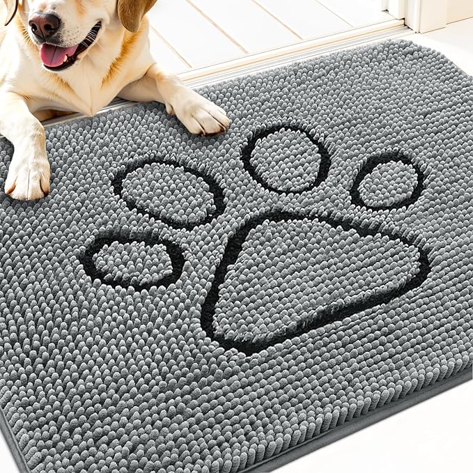 OLANLY Dog Door Mat for Muddy Paws 34x21, Paw Print Design, Absorbs Moisture by OLANLY