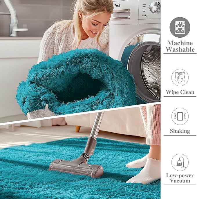 OLANLY Area Rugs for Living Room Bedroom, Machine Washable 4x5.9 ft Soft Fluffy - Image 2