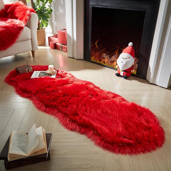 AMTOVO Faux Sheepskin Rug, 2 x 6 ft Faux Fur Rug - Image 2