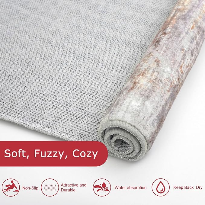 KOZYFLY Modern Abstract Washable Rug Runner 2.6x14 Hallway Rug Runner Non-Slip - Image 5