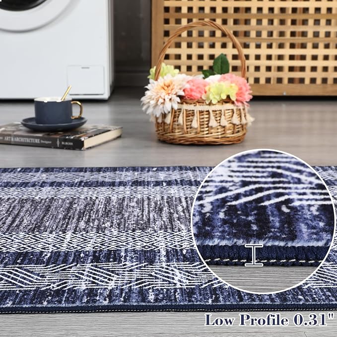 GarveeHome Modern Geometric Area Rug 4x6 Distressed Bordered Washable Non Slip - Image 4