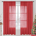BGment Red Linen Curtains 72 Inches Long by BGment