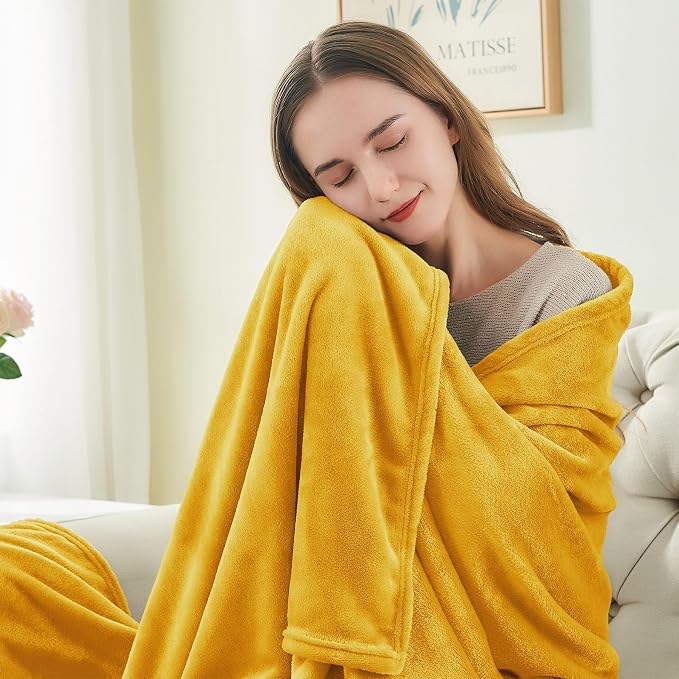 BEDELITE Fleece Blanket Twin Size Yellow Throw Blanket - Image 2