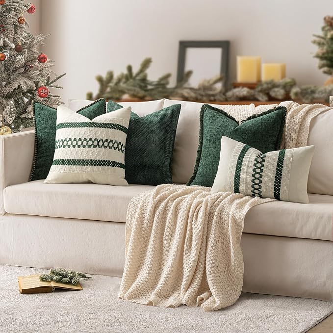 MIULEE Pack of 2 Christmas Green Couch Throw Pillow Covers 20x20 Inch Modern - Image 8