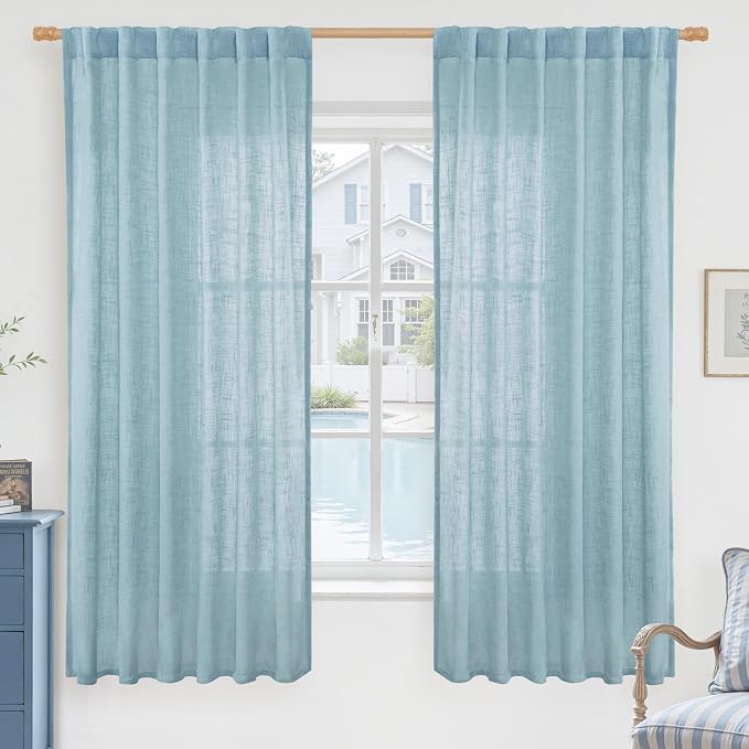 LAMIT Sheer Linen Curtains 63 Inch by LAMIT