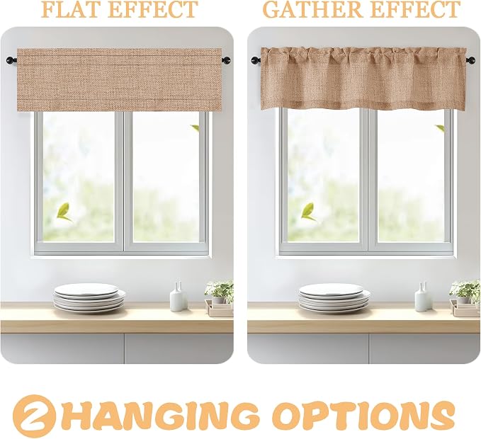 OWENIE Terracotta Valances for Windows 1 Pcs, Light Filtering Textured - Image 5