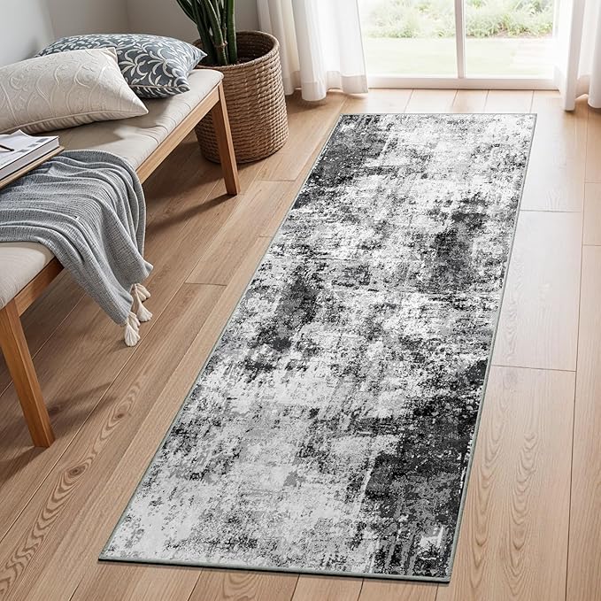 2x6 Washable Runner Rugs for Hallway: Easy-to-Clean Abstract Runners for by WIEVEDENS