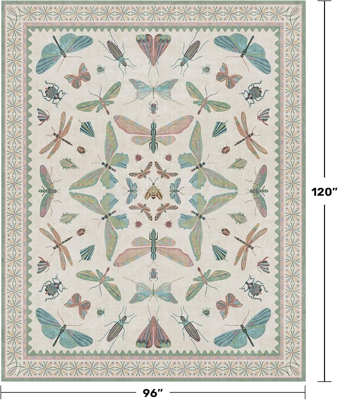 Green Butterfly Rugs for Girls Bedroom - Image 2