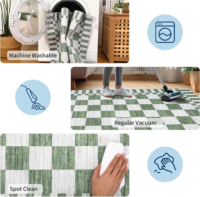 GarveeHome Checkered Washable 2x3 Rug Small Area Rugs Non-Slip - Image 7