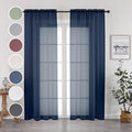 OWENIE Navy Blue Sheer Curtains 96 Inches Long 2 Panels Set, Elegant Sheer by OWENIE