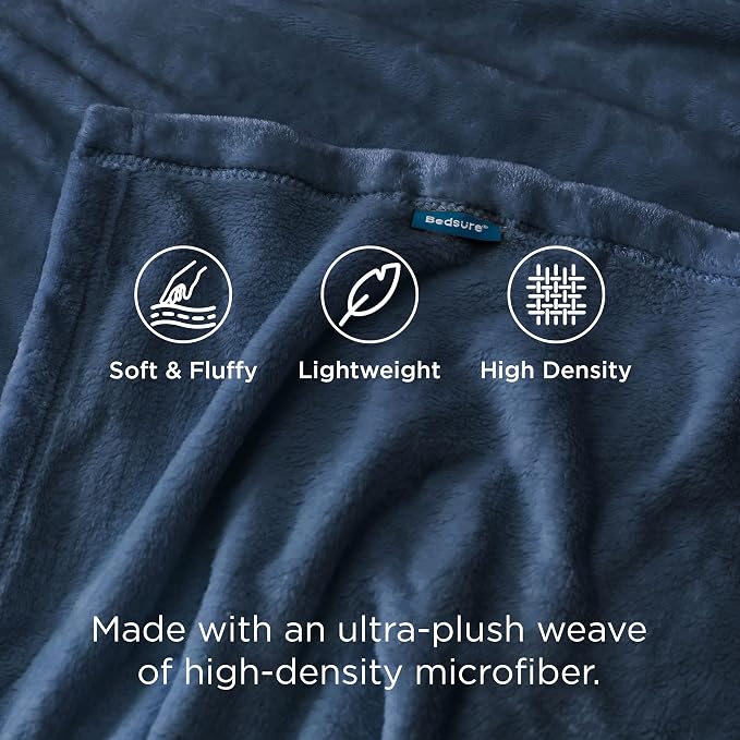 Bedsure GentleSoft Fleece Blankets Queen Size Mineral Blue - Image 3