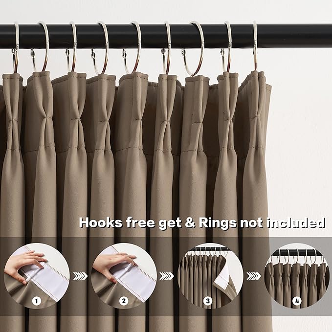 Extra Wide Pinch Pleated Blackout Living Room Bedroom Curtains, Triple Weave - Image 2