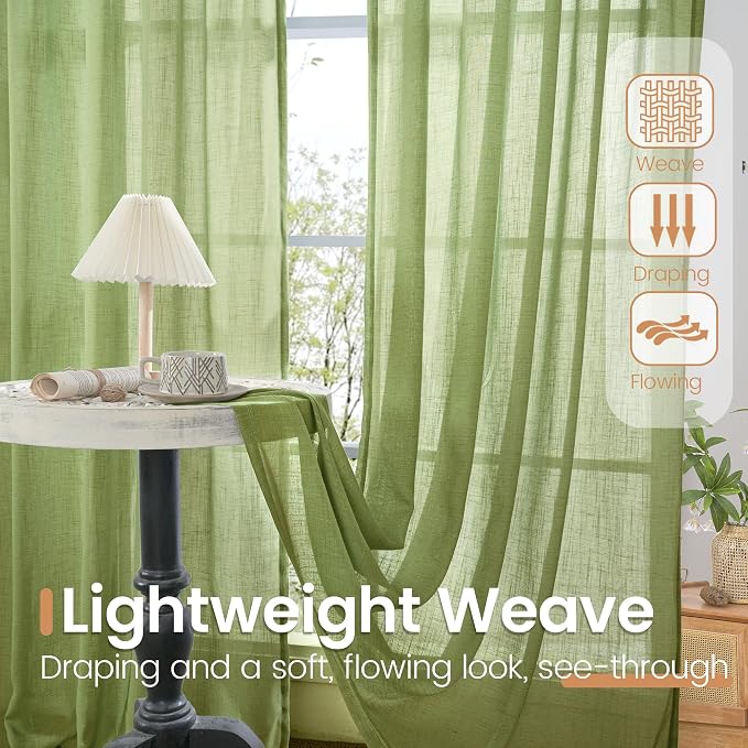 BGment 54 Inch Length Green Curtains - Image 4