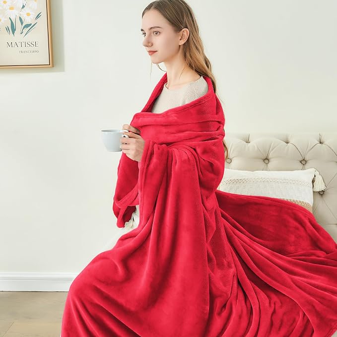 BEDELITE Fleece Blankets Queen Size Red Throw Blankets - Image 8