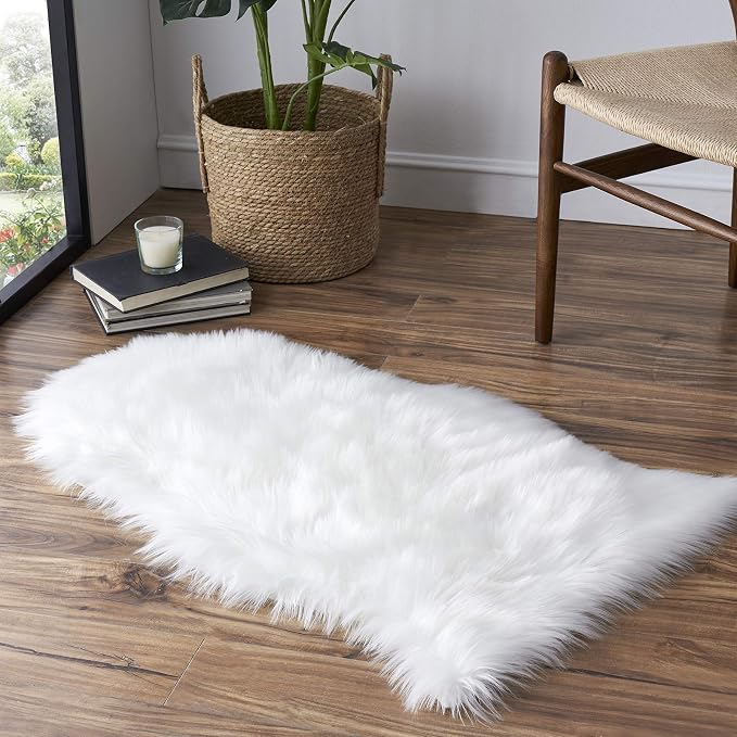 Faux Fur Rug Sofa Chairs Cover, 2X3 Shaggy Furry Rugs by Tangsoo