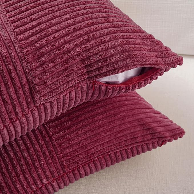 Fancy Homi 2 Packs Burgundy Red Decorative Throw Pillow Covers 18x18 Inch - Image 4