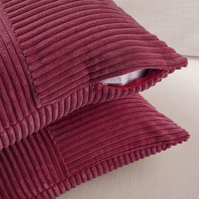Fancy Homi 2 Packs Burgundy Big Decorative Throw Pillow Covers 24x24 Inch - Image 4
