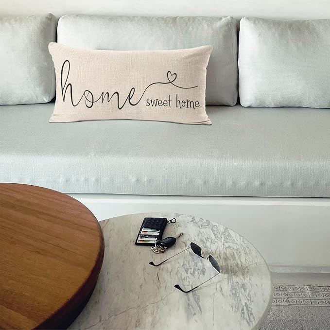 MFGNEH Home Sweet Home Quotes Farmhouse Pillow Covers 12x20 Inch, Farmhouse - Image 3