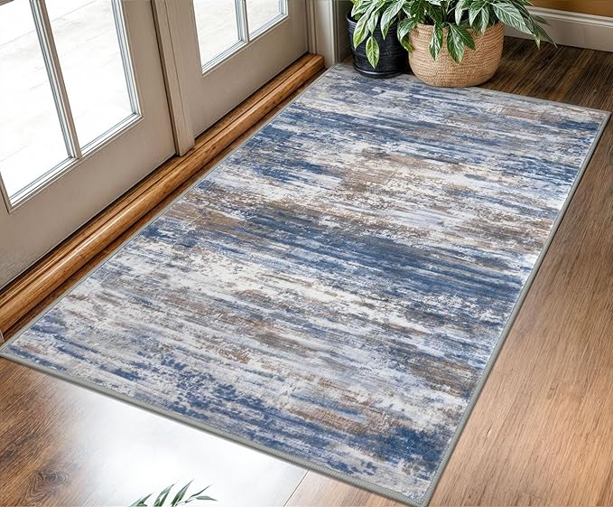 KOZYFLY Modern Abstract 3x5 Large Entryway Rug Non-Slip Washable Area Rug by KOZYFLY