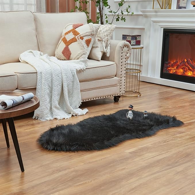 EasyJoy Ultra Soft Fluffy Shaggy Area Rug Faux Fur Rug Chair Cover Seat Pad by EasyJoy