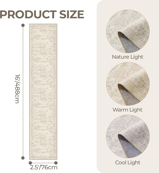 Washable Runner Rug 2.5x16, Non-Slip Long Hallway Runner - Image 2